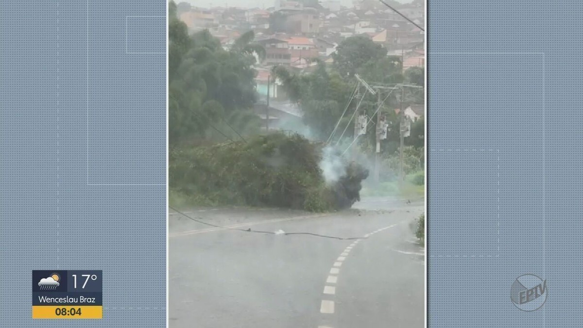 Chuva derruba árvores em carros e fiação elétrica deixa motorista