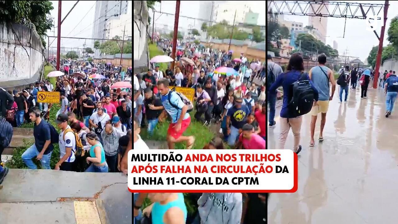 Passageiros descem em trilho de trem após falha de energia interromper