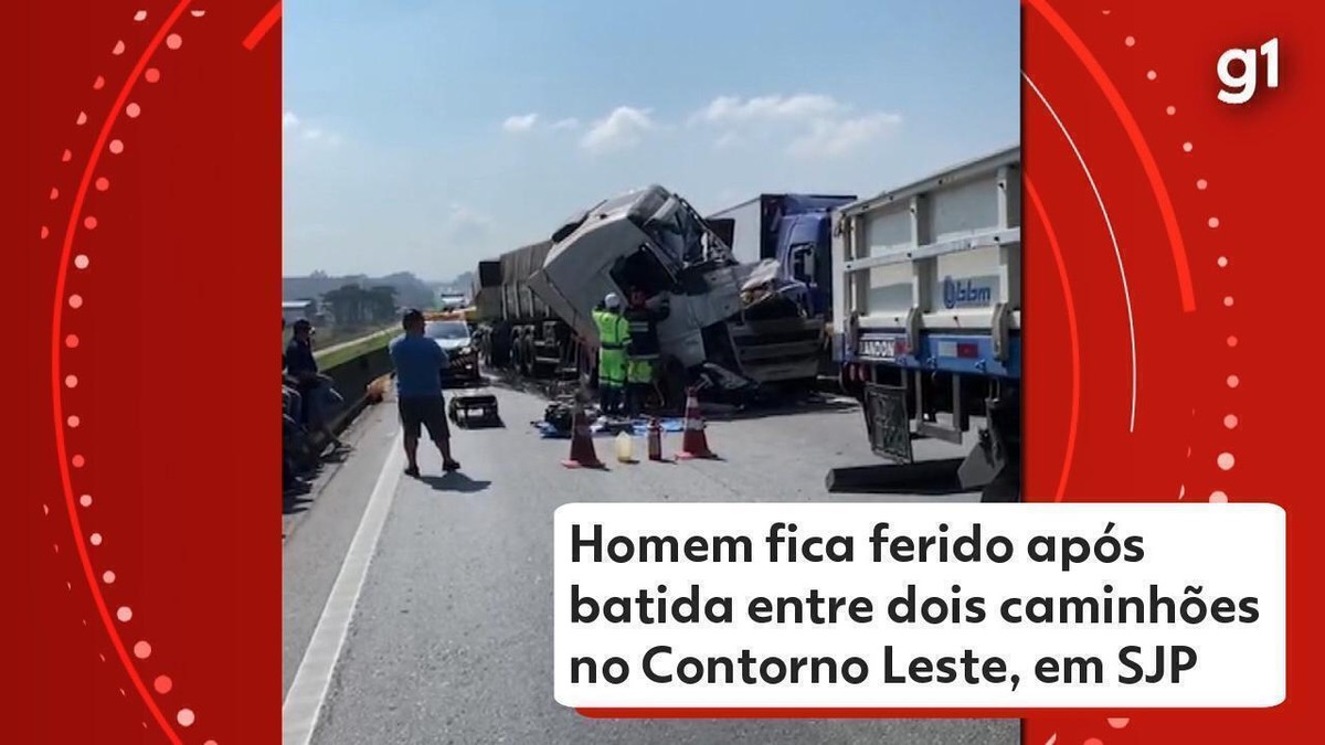 Homem fica ferido após batida entre dois caminhões no Contorno Leste