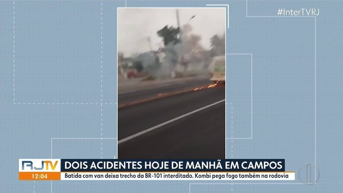 Kombi Pega Fogo Na Br Em Campos Batida Entre Van E Carreta Que