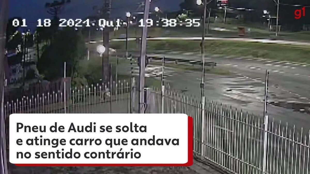 Câmera registra momento em que pneu de Audi se solta e atinge carro que