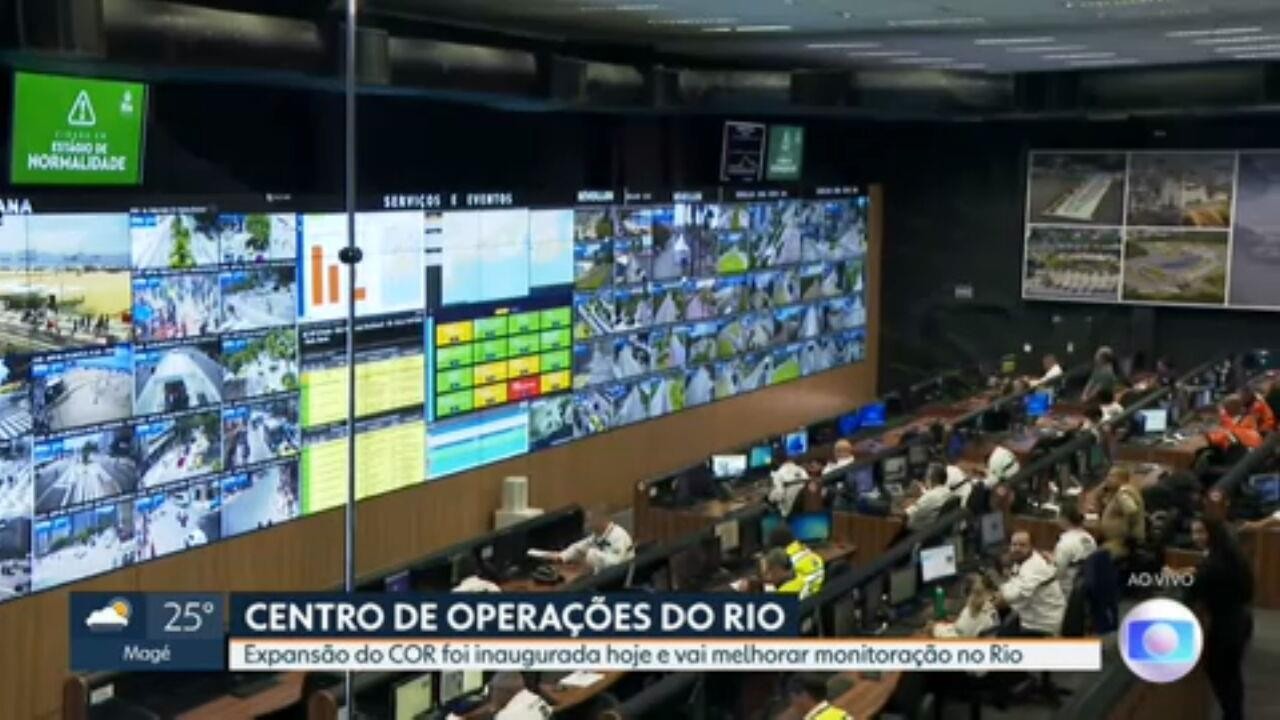 Prefeitura do Rio inaugura expansão do Centro de Operações telão é o