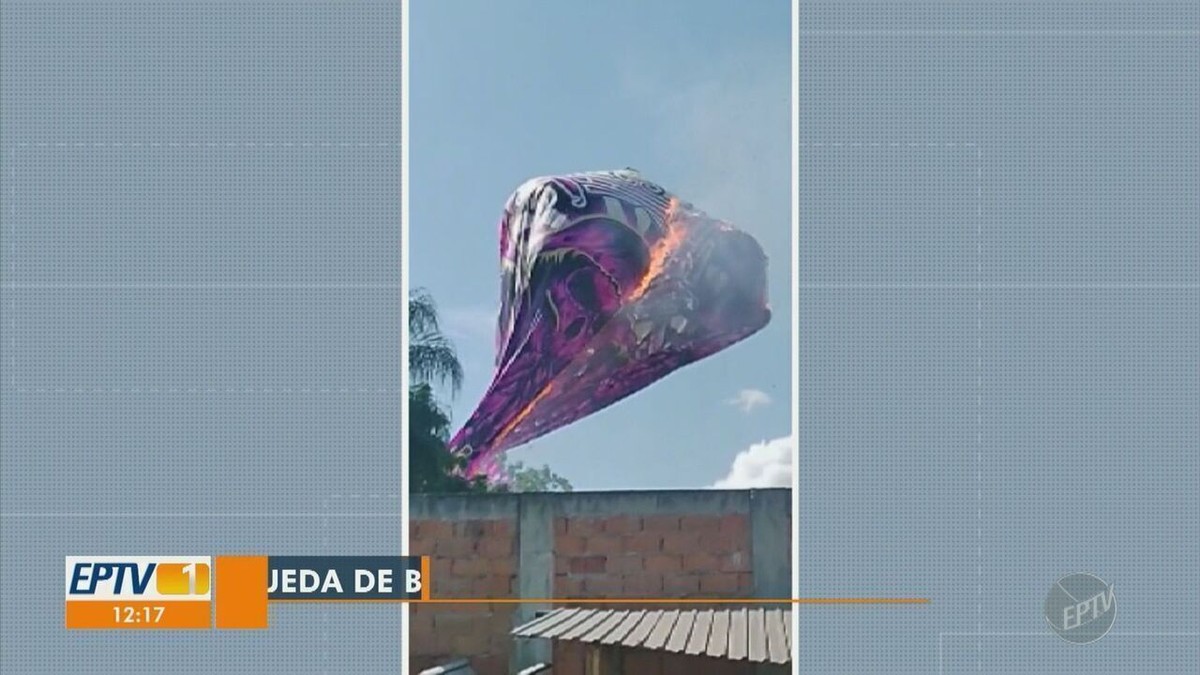 Balão cai sobre oficina pega fogo e grupo foge estrutura em