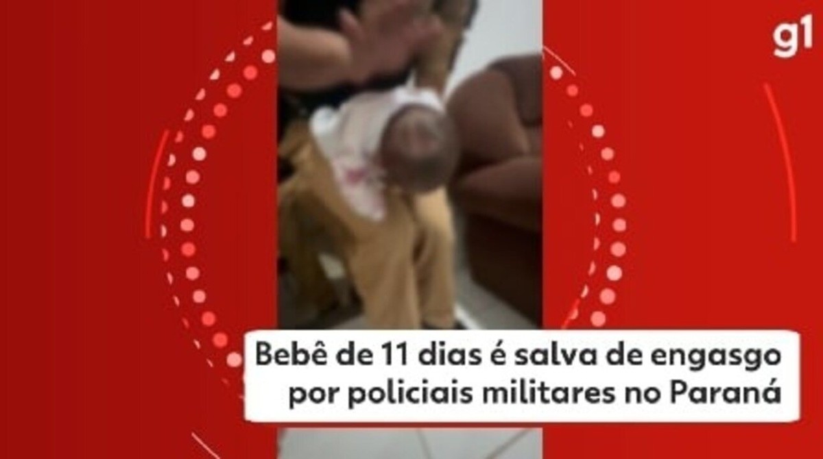 VÍDEO Bebê de 11 dias é salva de engasgo por policiais militares no