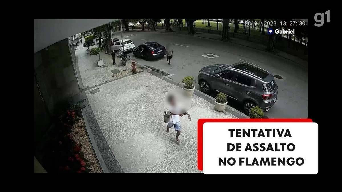 Câmeras flagram tentativa de assalto à luz do dia no Flamengo Rio de