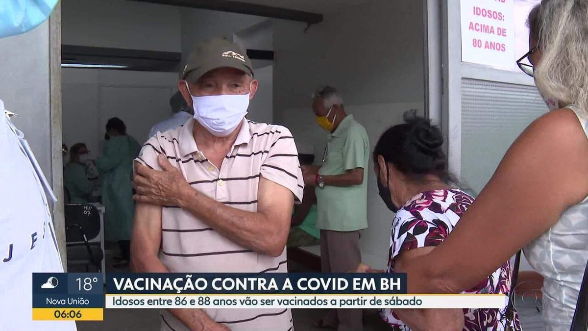 Vacinação contra Covid de idosos de BH 86 a 88 anos é neste sábado