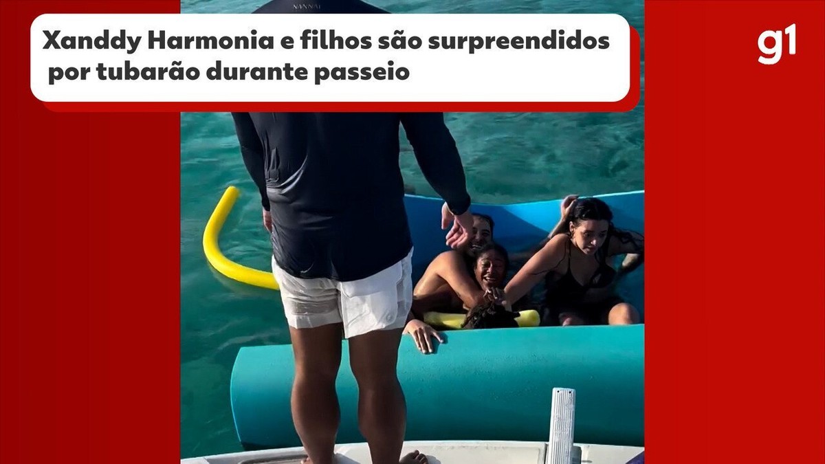 Xanddy Harmonia e filhos são surpreendidos por tubarão durante passeio