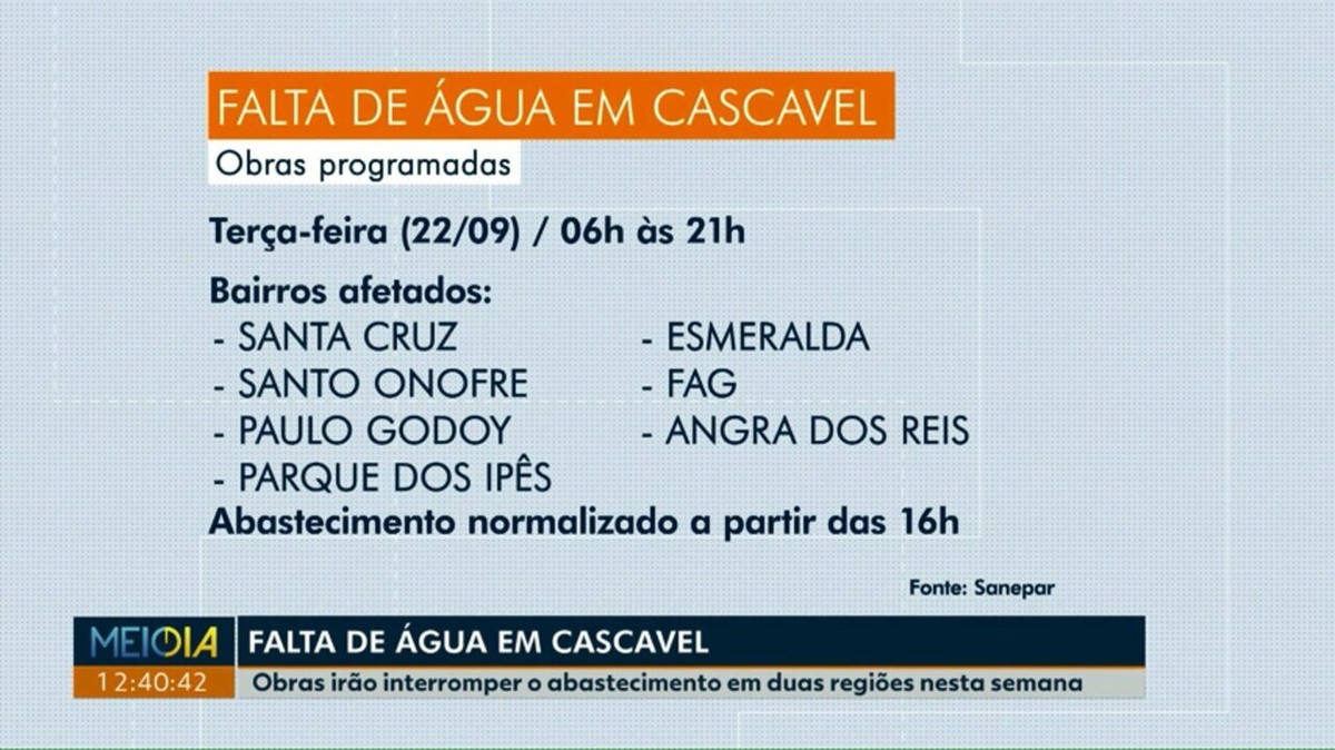 Bairros De Cascavel Podem Ficar Sem Gua Por Causa De Obras Da Sanepar