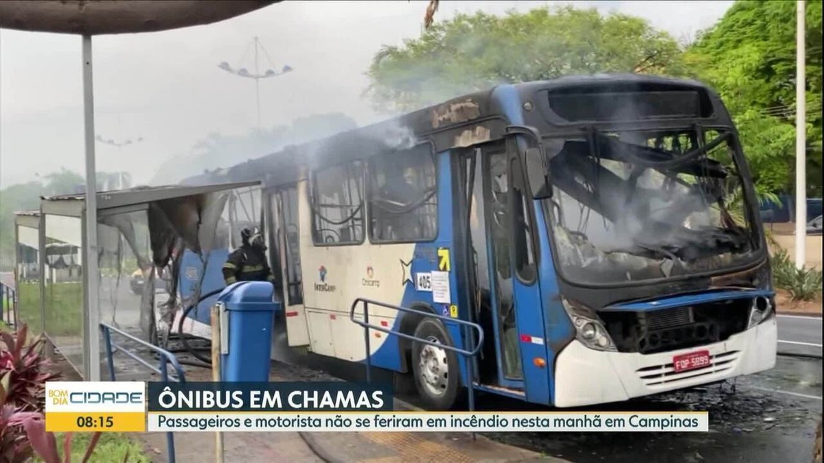 Nibus Cerca De Passageiros Pega Fogo Em Campinas V Deo