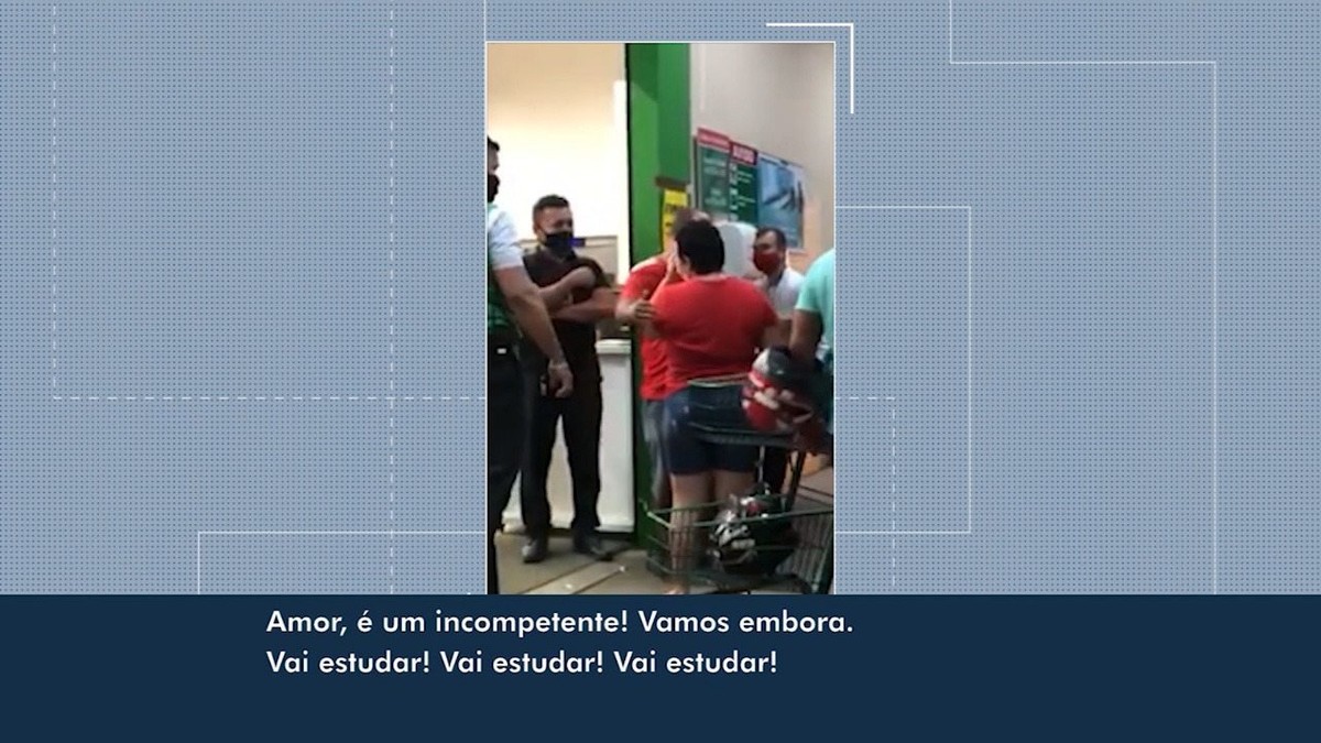 Casal ofende segurança de supermercado ao ser impedido de entrar sem