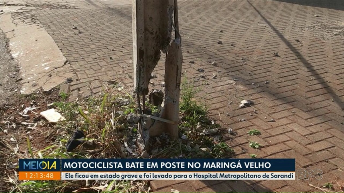 Jovem sofre ferimentos graves após moto bater contra poste em Maringá