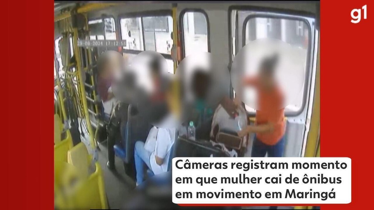 Câmeras registram momento em que mulher cai de ônibus em movimento em