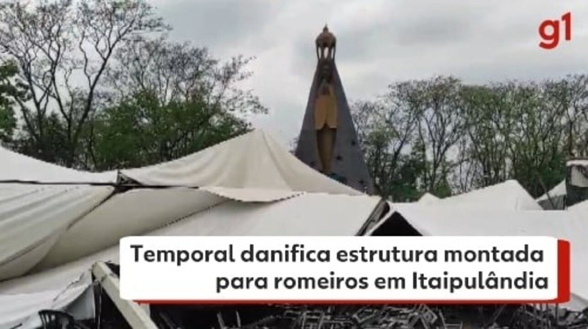 Temporal danifica estrutura para romeiros no santuário de Nossa Senhora