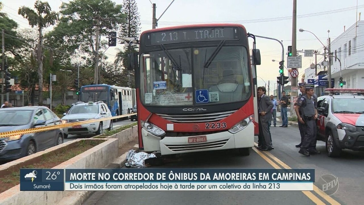 Atropelamento no corredor de ônibus da Av das Amoreiras em Campinas