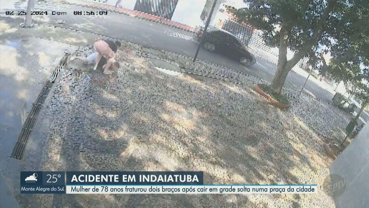 V Deo Idosa Cai Em Bueiro Grade Solta E Fratura Os Dois Bra Os Em