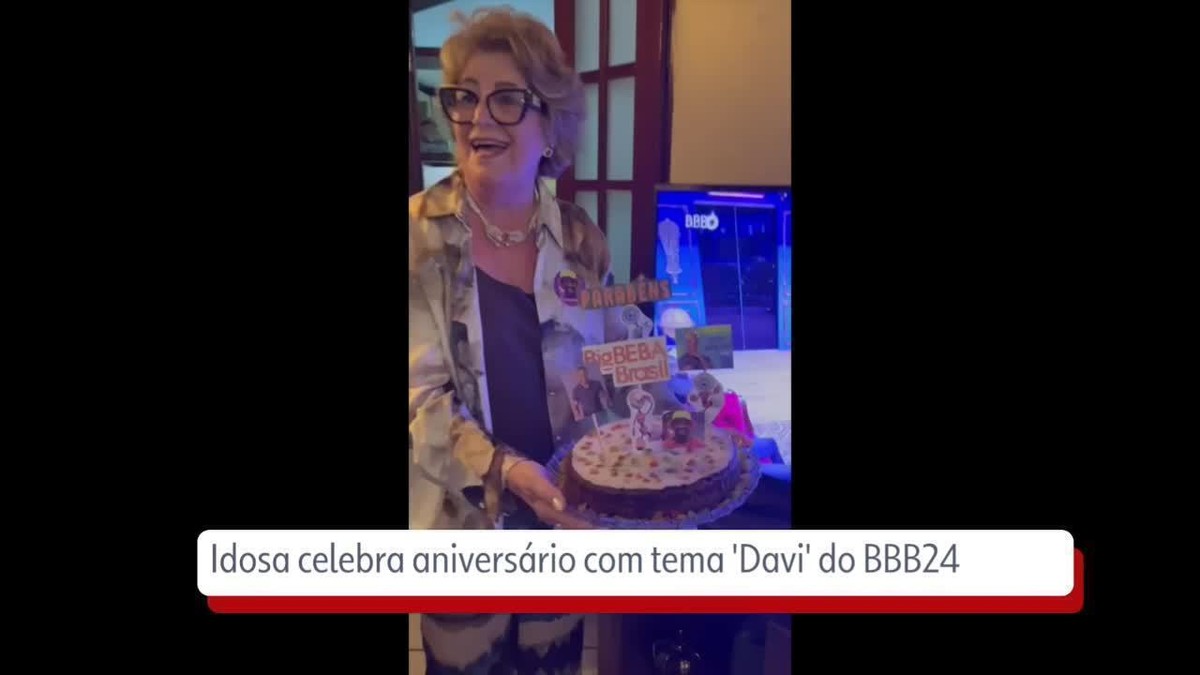 Idosa comemora aniversário tema de festa em homenagem a Davi do BBB