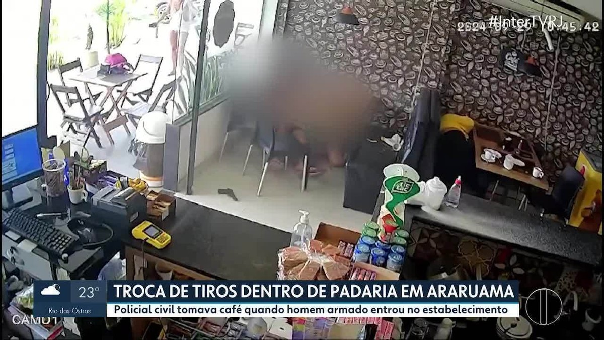 Vídeo mostra tensão de clientes durante tiroteio em padaria de Araruama