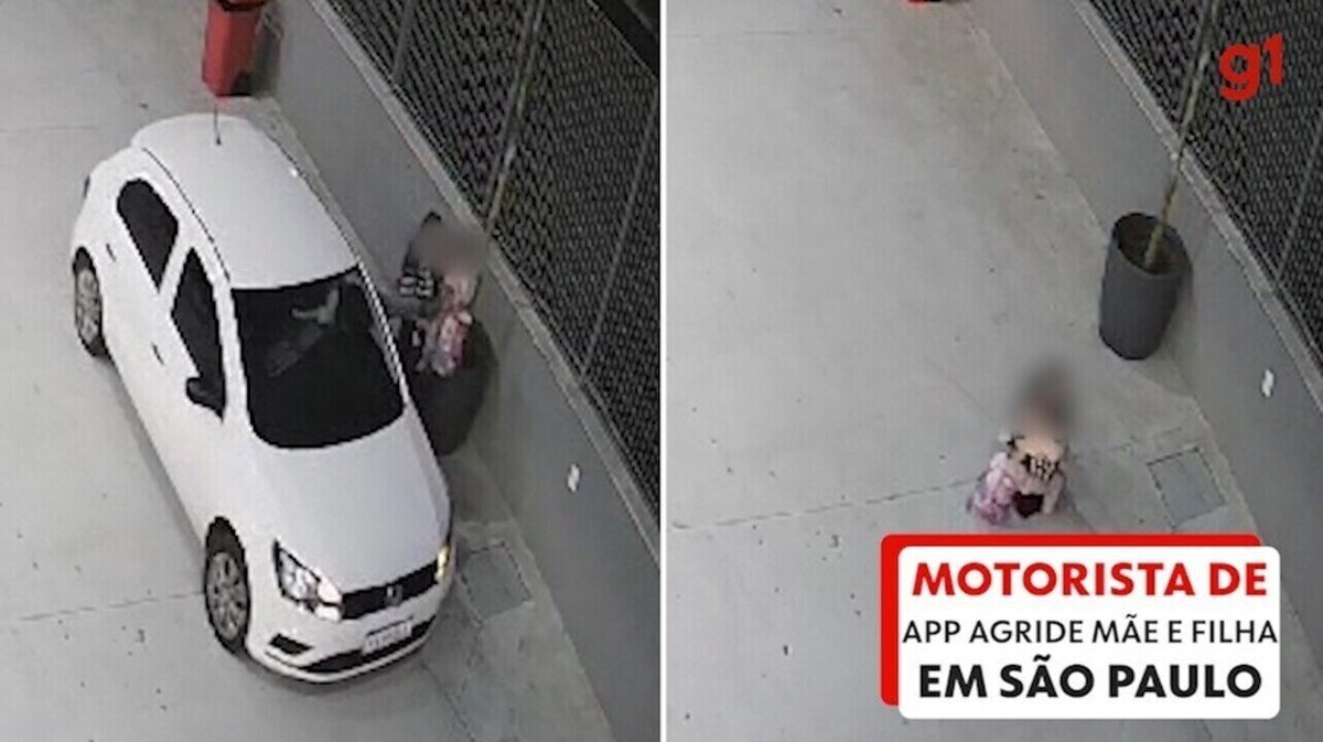 Irritado choro de criança motorista de aplicativo agride