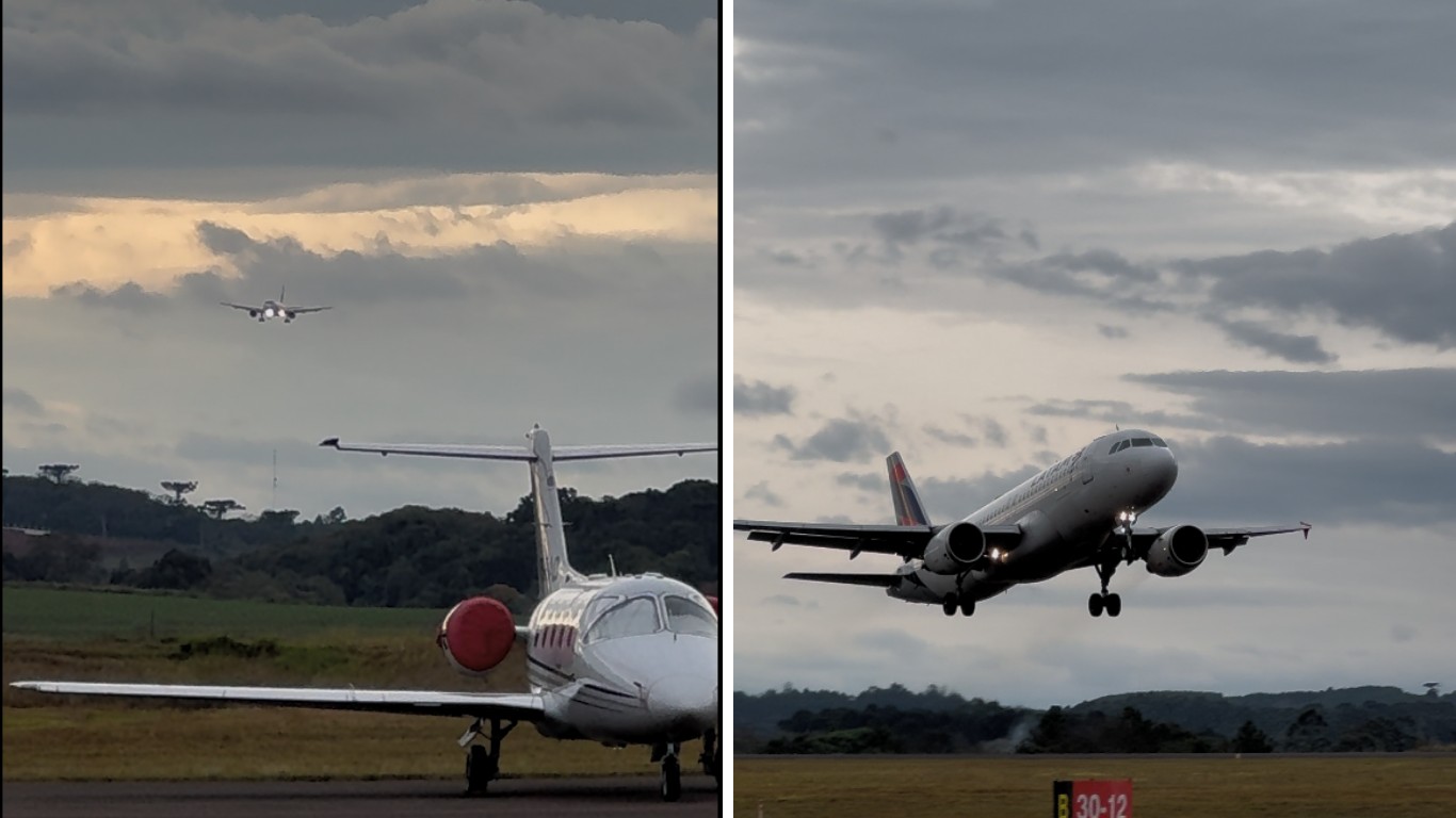 VÍDEO: Avião 'desce de lado' e piloto arremete após fortes ventos em aeroporto de SC 