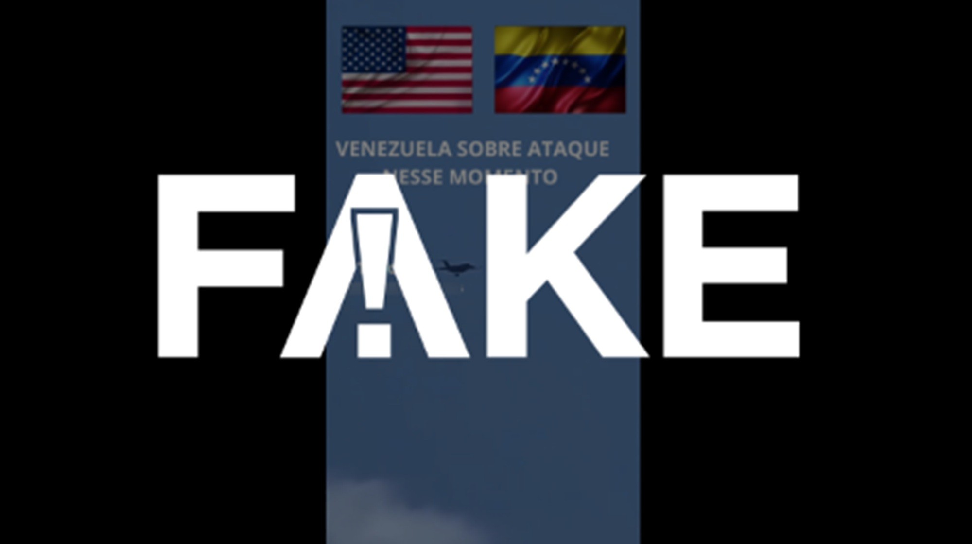 É #FAKE que vídeo mostre avião dos Estados Unidos bombardeando a Venezuela; trata-se de IA