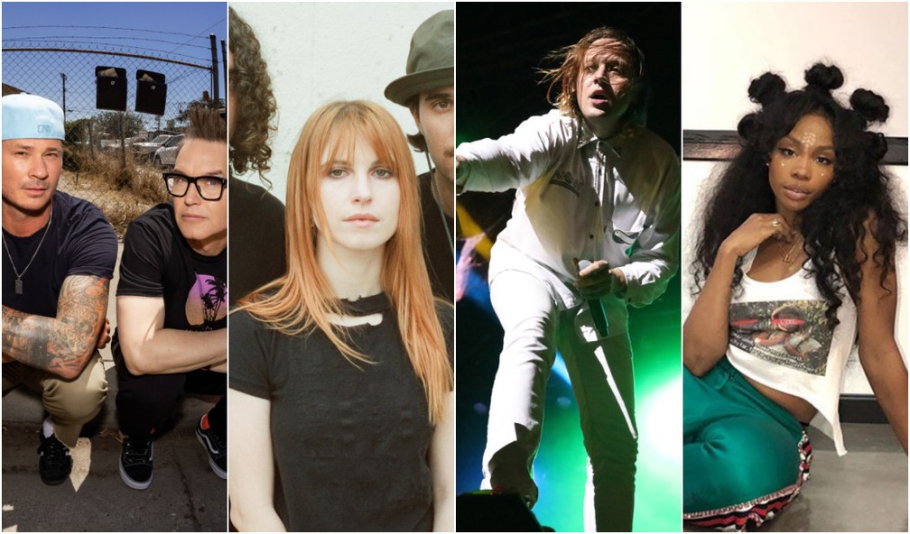 Blink-182, Paramore, Arcade Fire e Sza são algumas das atrações do Lollapalooza 2024 — Foto: Divulgação/Reprodução/Instagram/Celso Tavares/g1/Divulgação