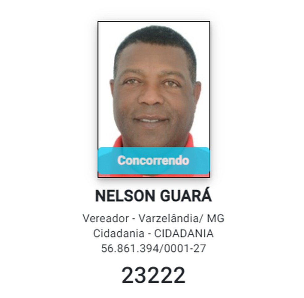 Candidato Nelson de Jesus Pereira em reprodução da página de candidatura do TSE feita nesta quarta-feira (18). — Foto: Reprodução/TSE