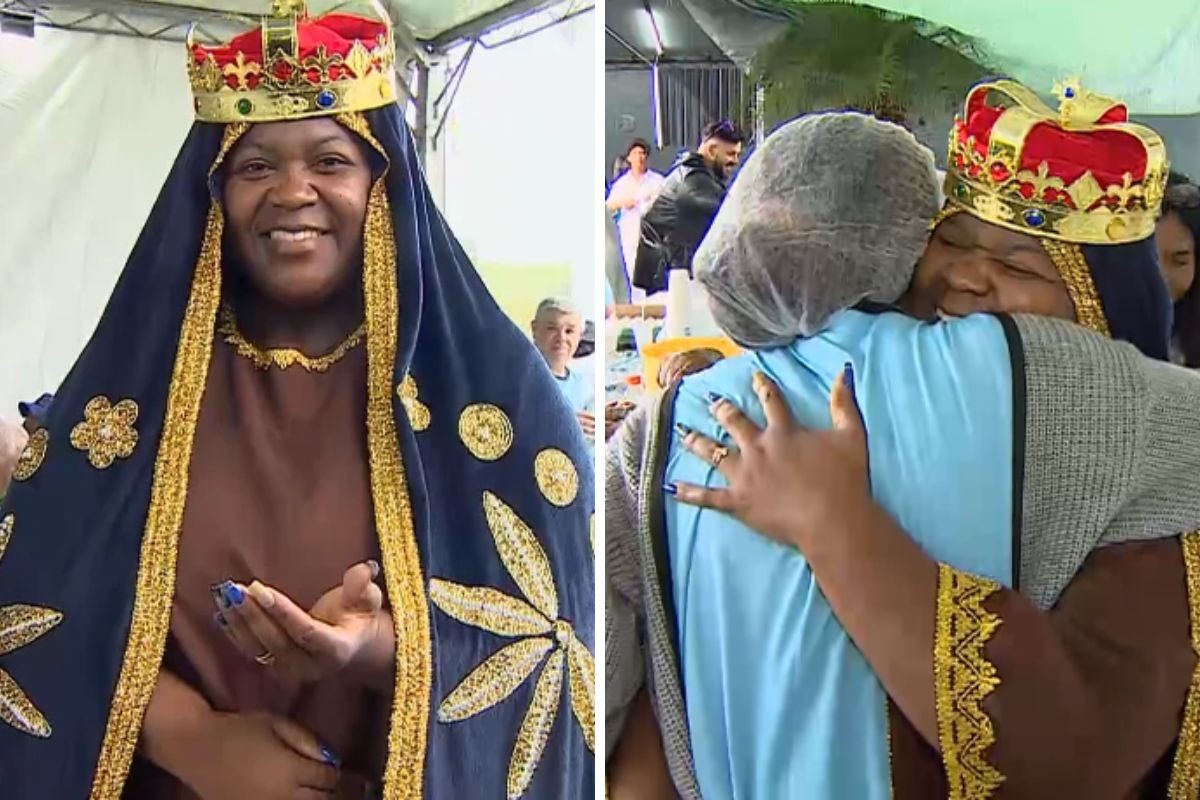 Romeiros na Dutra: voluntária se veste de santa para ajudar fiéis | G1