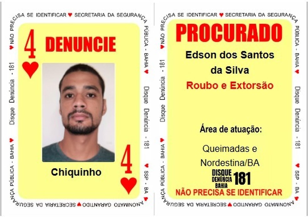 'Chiquinho' é procurado pelos crimes de roubo e extorsão — Foto: SSP-BA