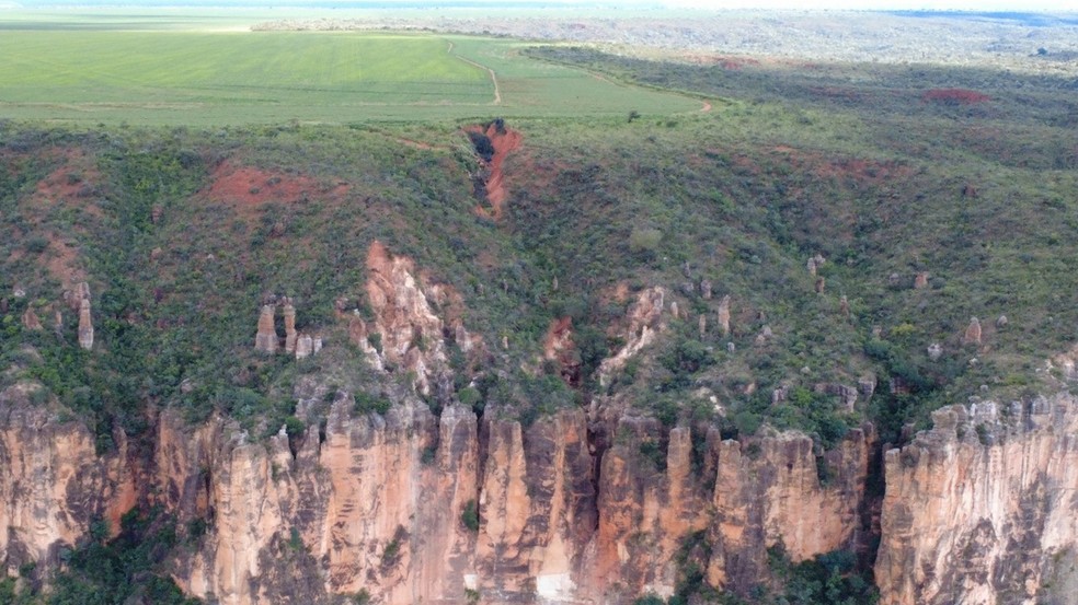 A erosão no local, tipo voçoroca, gerou cerca de 10 mil metros cúbicos de sedimentos — Foto: Dicom/SSP-TO
