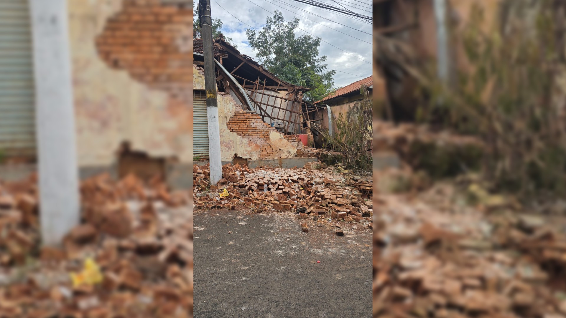 Temporal com ventos fortes provoca queda de árvores e desabamento em cidades do centro-oeste paulista 