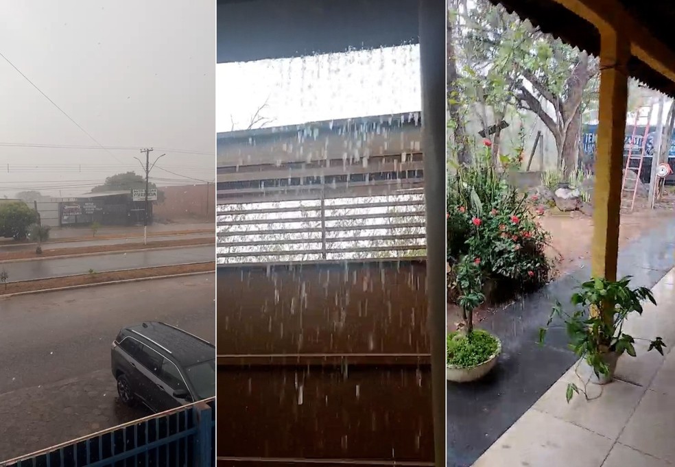 Tocantinenses são surpreendidos com chuva em julho — Foto: Reprodução TV Anhanguera/Keila Cristina/Juci Belém/Erenildo Xingu