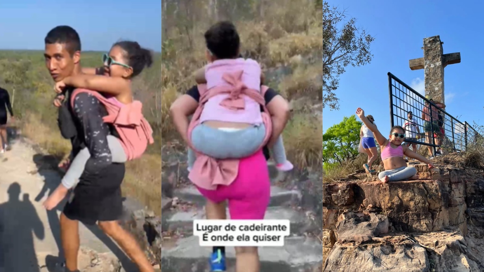 Cadeirante de 7 anos supera 1.840 degraus e chega ao topo da Serra de Santo Antônio com ajuda da família no PI
