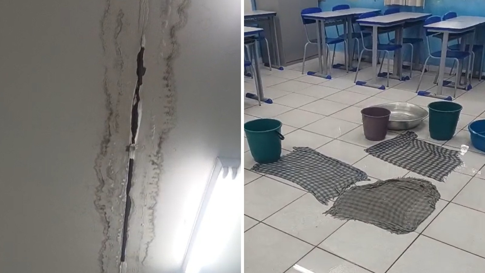 VÍDEO: alunos são retirados de sala após goteira atingir escola municipal em Hortolândia