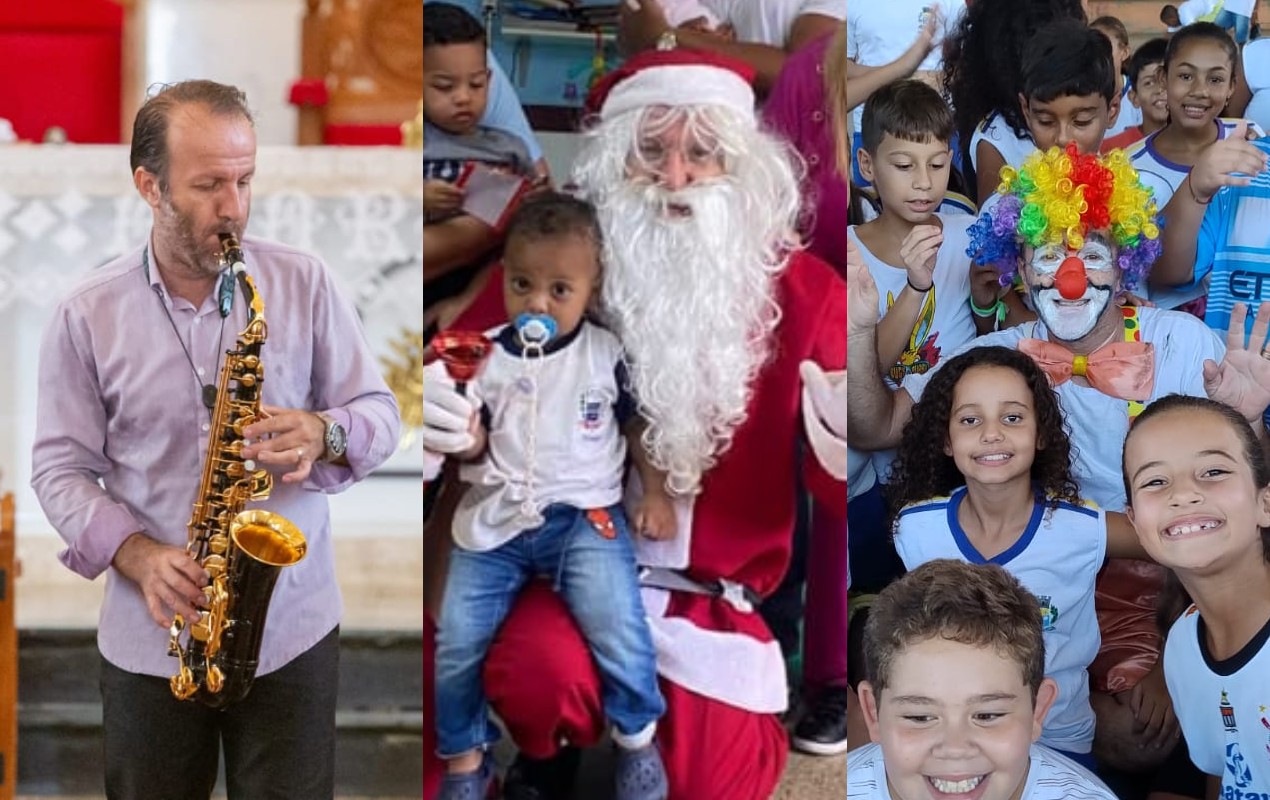 Vestido de Papai Noel, policial penal leva música e alegria a hospitais e asilos do interior de SP