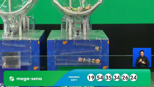 Mega-Sena, concurso 2.891: resultado - Veja os números sorteados: 19 - 24 - 26 - 34 - 35 - 54. Prêmio é de R$ 30.270.815,07.
