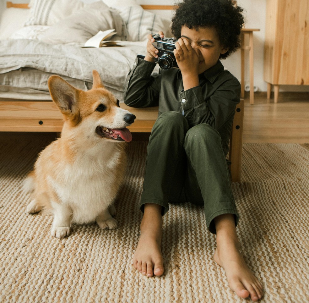 Convivência de crianças com animais pode trazer uma série de benefícios na saúde física e mental — Foto: Pexels