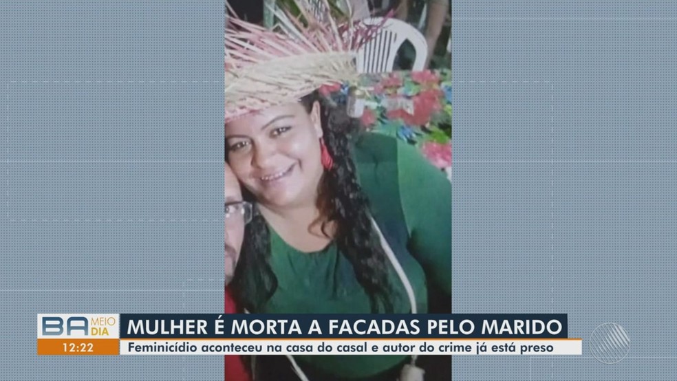 Mulher foi morta a facadas pelo marido em Inhambupe, na Bahia — Foto: Reprodução/TV Subaé