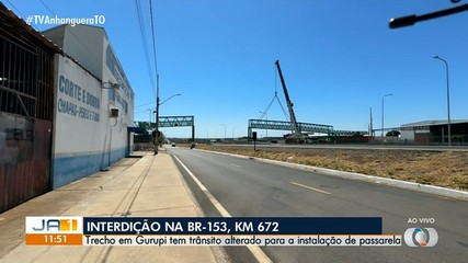 Trecho da BR-153, em Gurupi, tem trânsito alterado para instalação de passarela