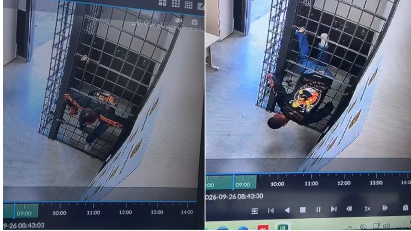 Preso passa por buraco em grade de cela e foge de delegacia em Florianópolis; VÍDEO