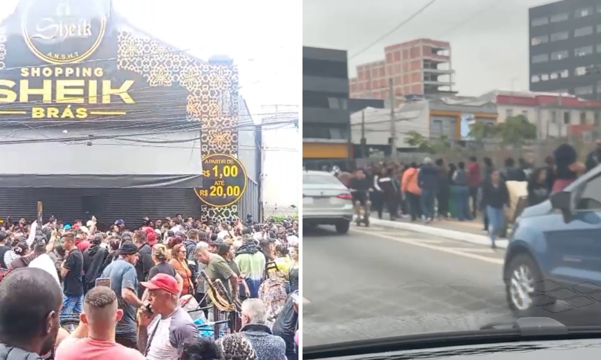 Inauguração de loja causa tumulto no Brás em horário de pico e fila de clientes chega à Avenida do Estado