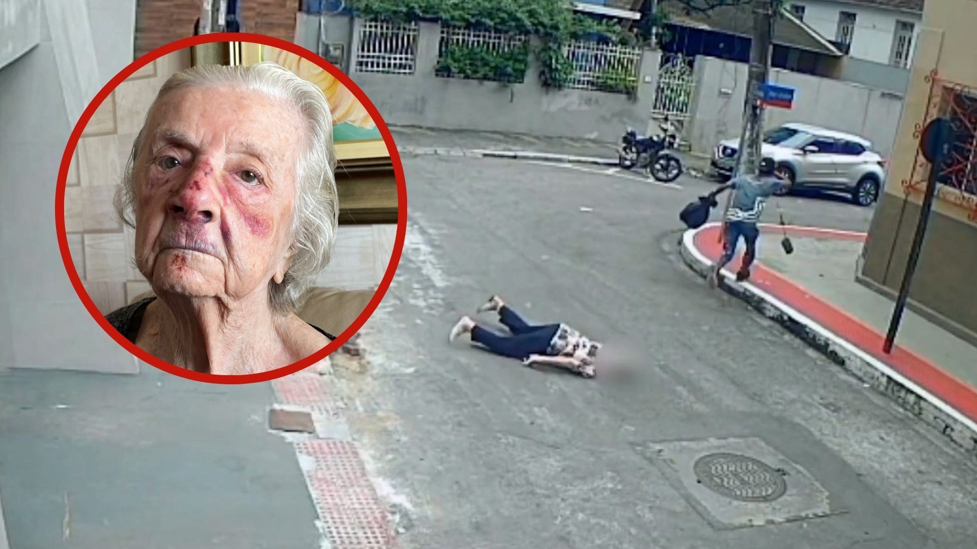 Homem que derrubou idosa de 93 anos durante assalto pediu dinheiro para a vítima momentos antes do roubo