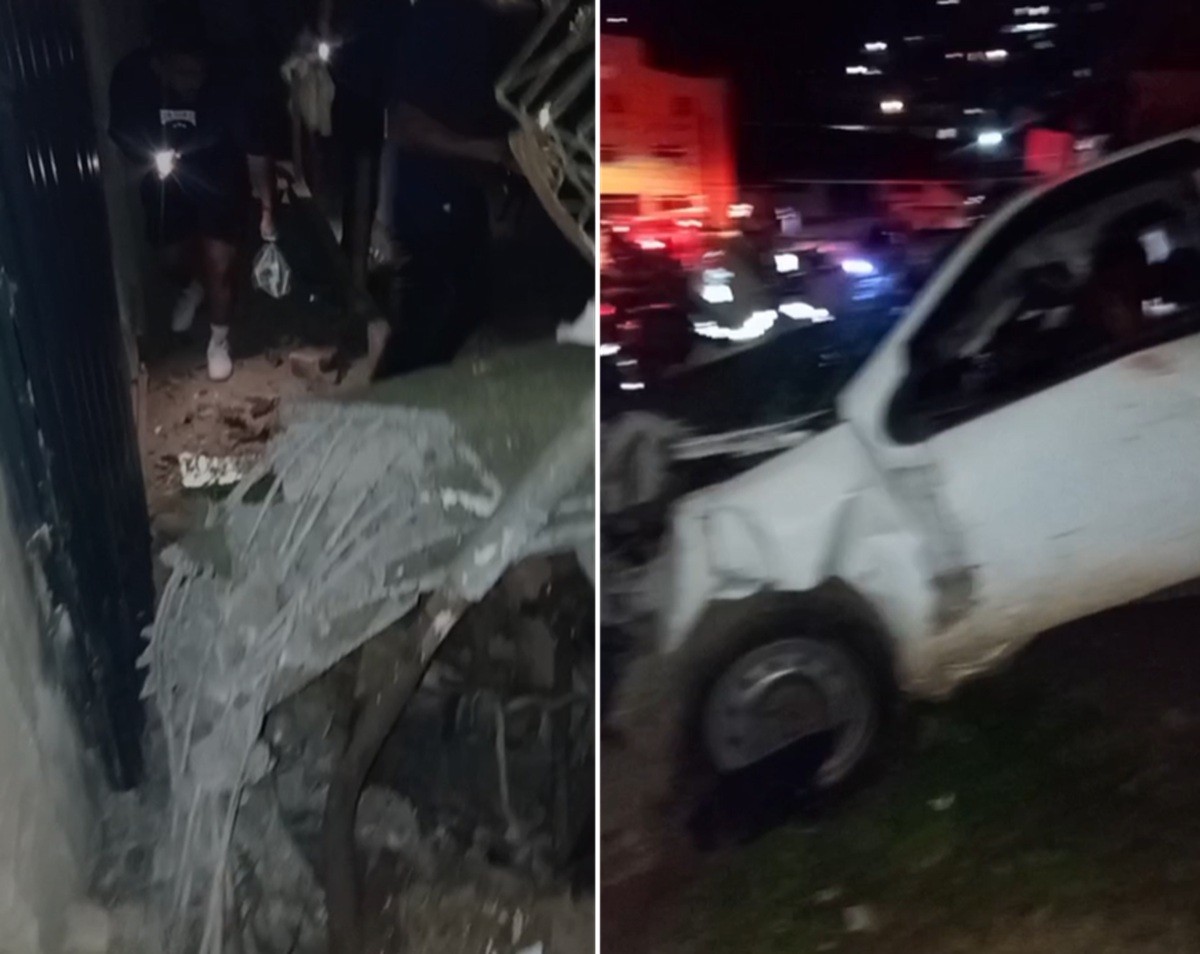 Dois homens ficam presos nas ferragens após carro bater em poste em Teresópolis