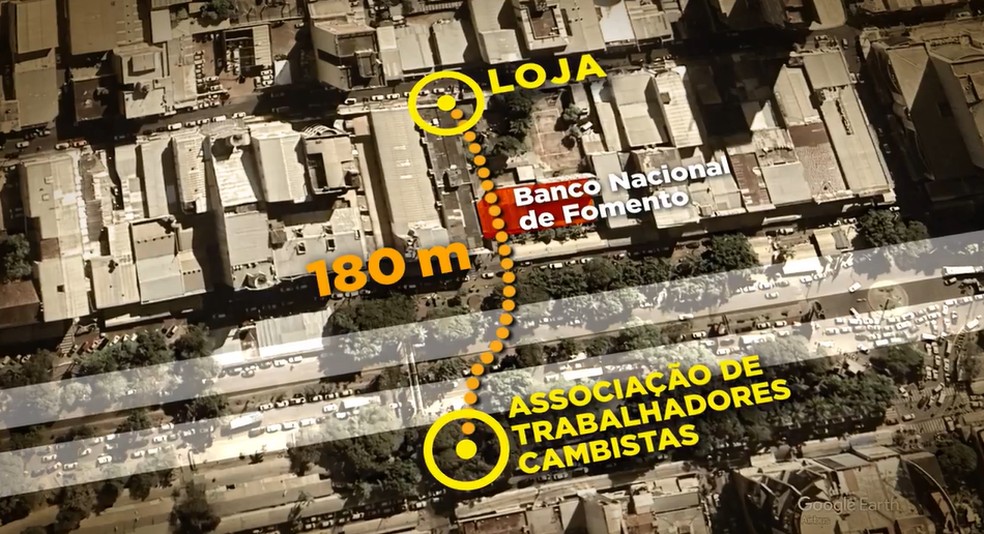 Túnel feito pela quadrilha atravessou avenida e passou por baixo de banco. — Foto: TV Globo/Reprodução