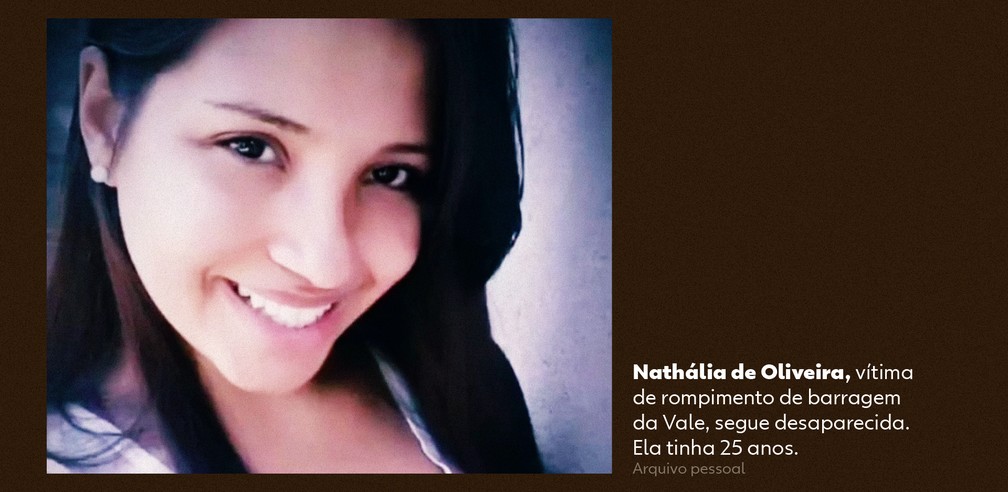 Nathália de Oliveira, vítima de rompimento de barragem da Vale, segue desaparecida — Foto: Arquivo pessoal