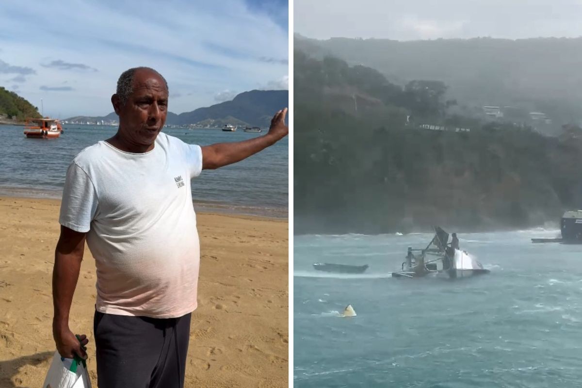 Pescador que perdeu barco onde morava após vendaval no Litoral Norte de SP relembra naufrágio: 'Mar invadiu'