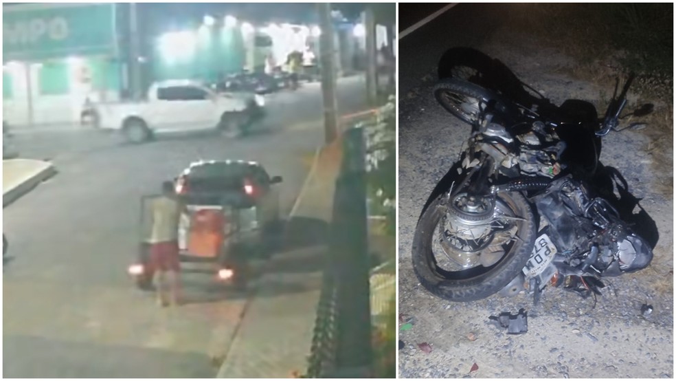 Motociclista morre após ser atingido por caminhonete que fugiu sem prestar socorro em Nova Russas — Foto: Reprodução