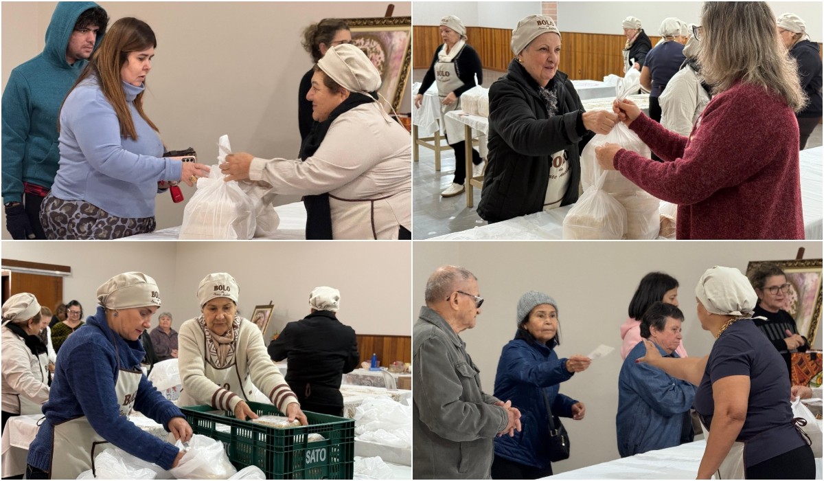 Fiéis fazem fila para garantir um dos 4 mil pedaços de bolo de Santo Antônio em Bauru