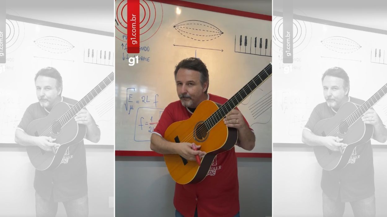 Unesp 2026: professor de física explica ondulatória com violão em sala de aula; VEJA VÍDEO