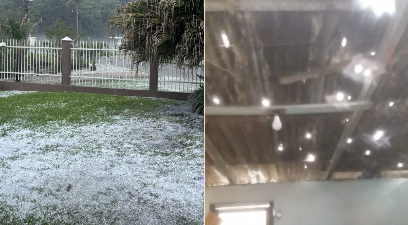 VÍDEO: temporal quebra telhados e enche quintais com pedras de gelo, no Paraná