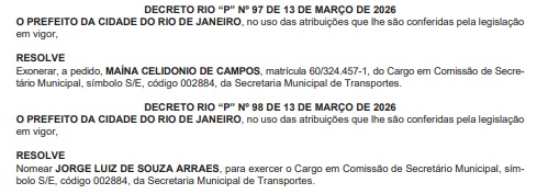 Maína Celidonio deixa Secretaria Municipal de Transportes do Rio após 5 anos; Jorge Arraes assume cargo